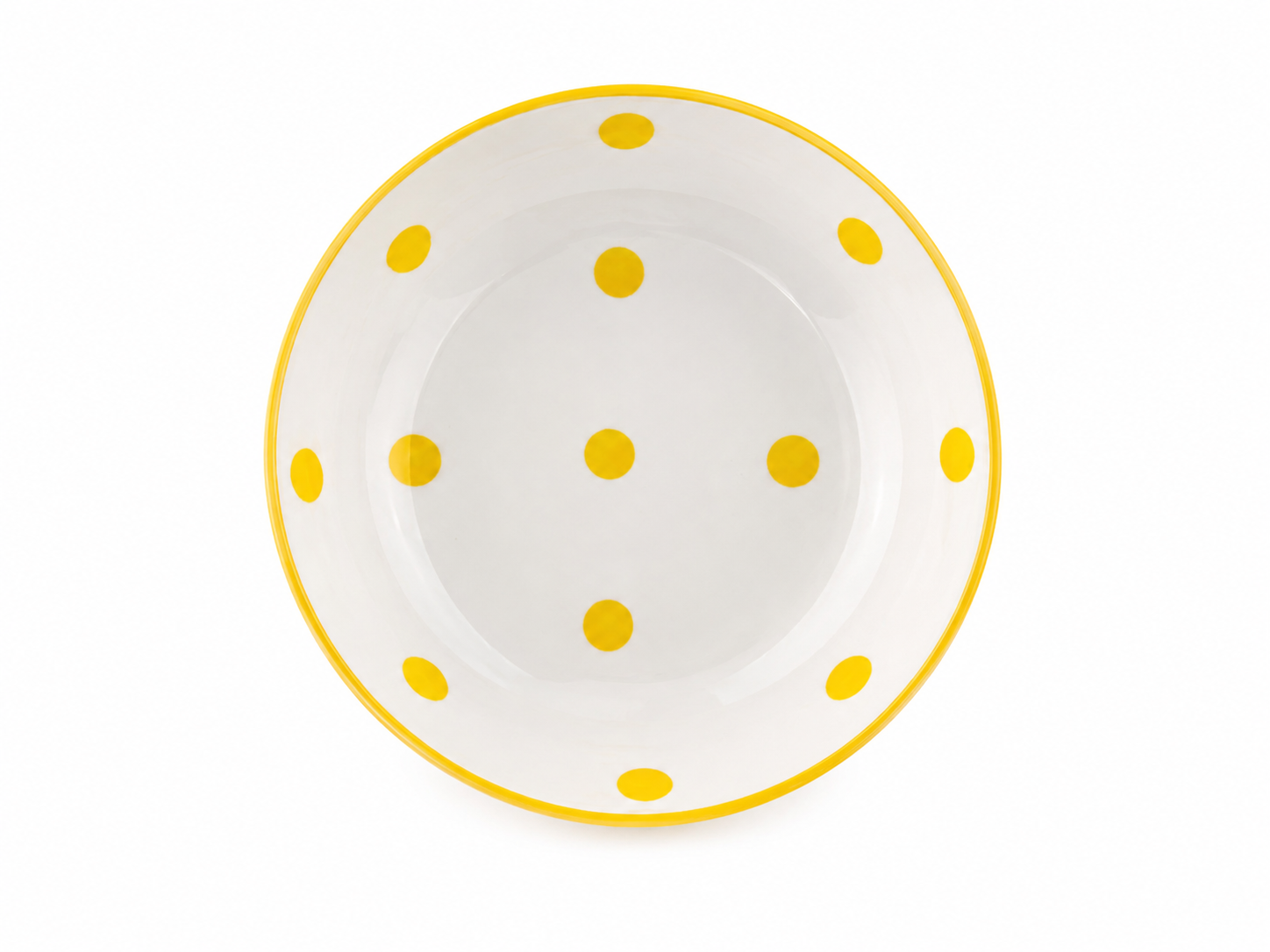 Plato Elevado de Porcelana para Perros – Amarillo con Lunares
