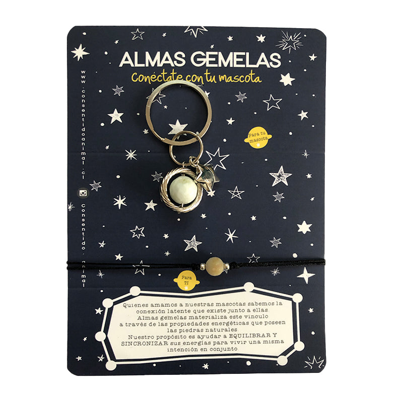 Almas Gemelas – Set Pulsera Humano + Colgante Perrito (Piedra Natural) 🐾✨