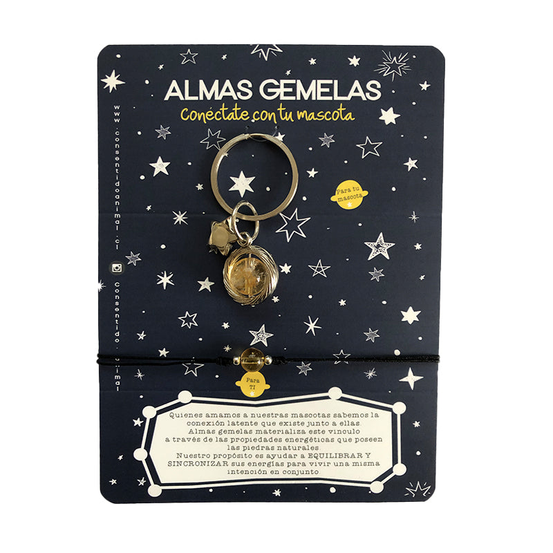 Almas Gemelas – Set Pulsera Humano + Colgante Perrito (Piedra Natural) 🐾✨