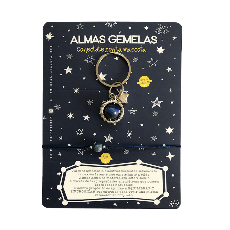 Almas Gemelas – Set Pulsera Humano + Colgante Perrito (Piedra Natural) 🐾✨