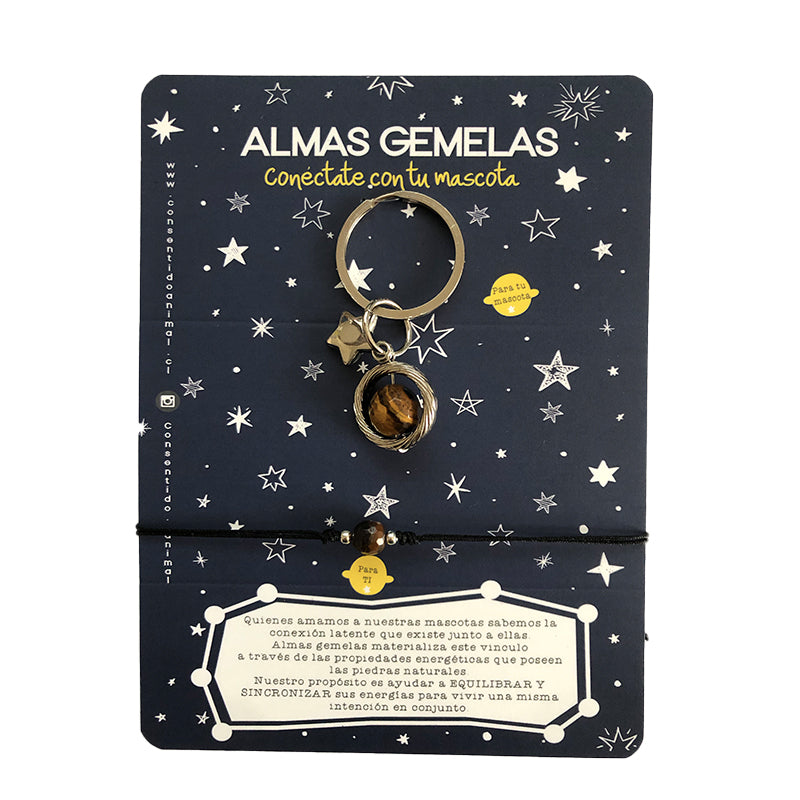 Almas Gemelas – Set Pulsera Humano + Colgante Perrito (Piedra Natural) 🐾✨