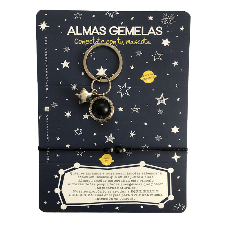 Almas Gemelas – Set Pulsera Humano + Colgante Perrito (Piedra Natural) 🐾✨