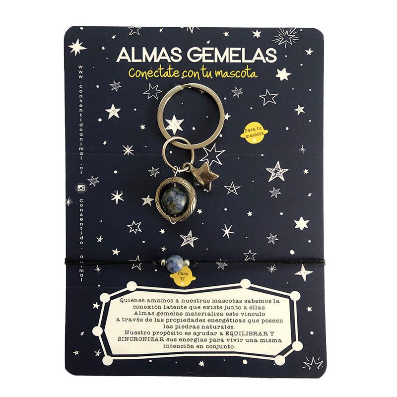 Almas Gemelas – Set Pulsera Humano + Colgante Perrito (Piedra Natural) 🐾✨