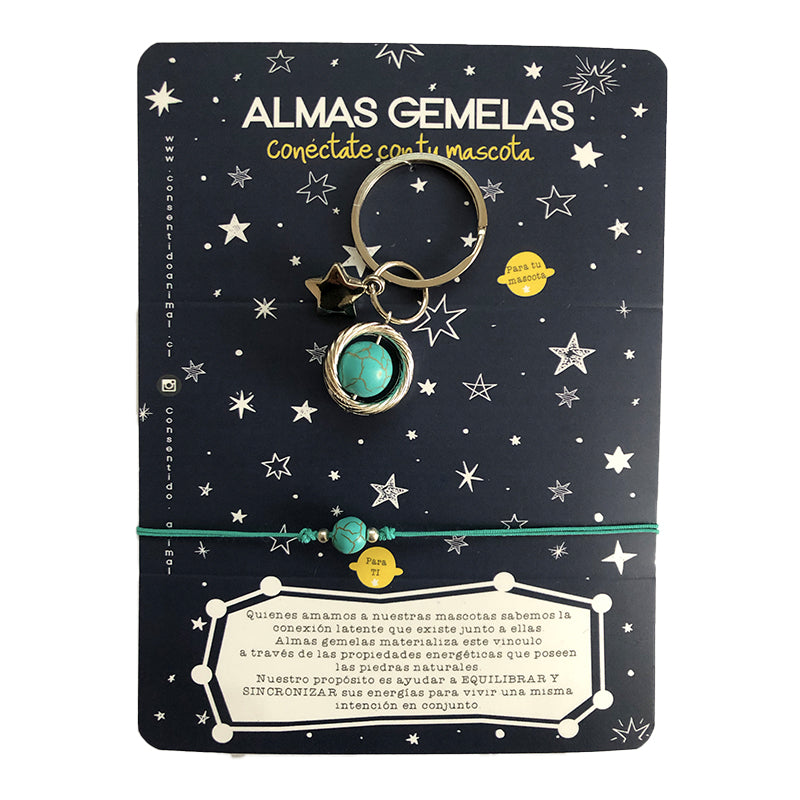 Almas Gemelas – Set Pulsera Humano + Colgante Perrito (Piedra Natural) 🐾✨